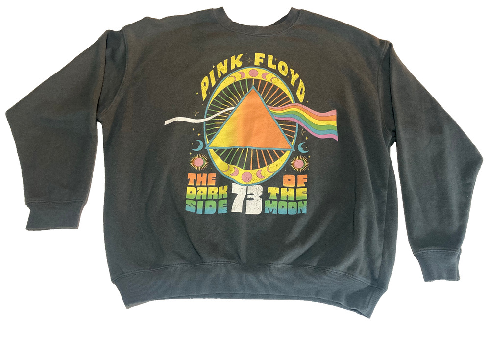 Pink Floyd The Dark Side Of The Moon Grey Sweater Distressed Size Small